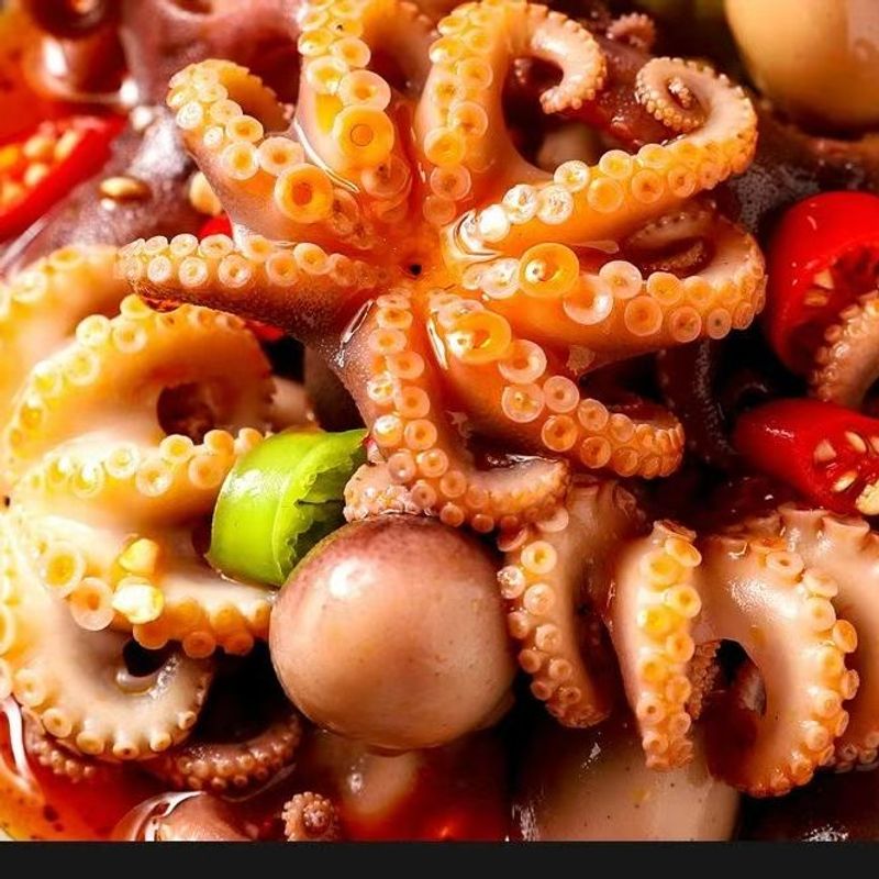 麻辣爆头八爪鱼香辣海鲜罐头即食鱿鱼宿舍下饭酒菜零食小吃一整箱
