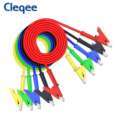 Cleqee鳄鱼夹测试线双头铜夹五色
