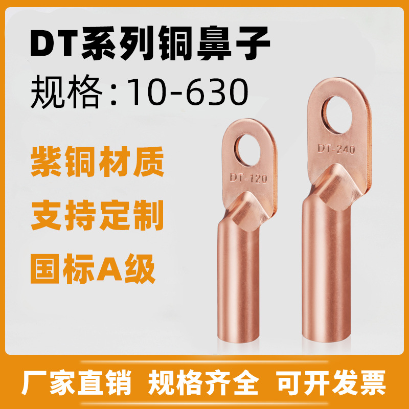 DT铜鼻子紫铜接线端子国标A级
