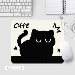 黑色猫咪鼠标垫小号简约ins风办公家用男女纯色主桌橡胶软垫子