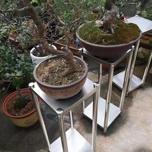 优选带轮子的不锈钢花架阳台室外多层铁制花架客厅盆景室外庭院可