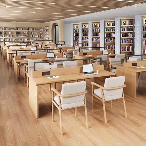 优选定制学校图书馆阅览室桌子共享书店带灯办公会议配套椅书架组