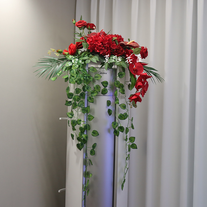 空调柜机顶垂吊摆放仿真花艺装饰
