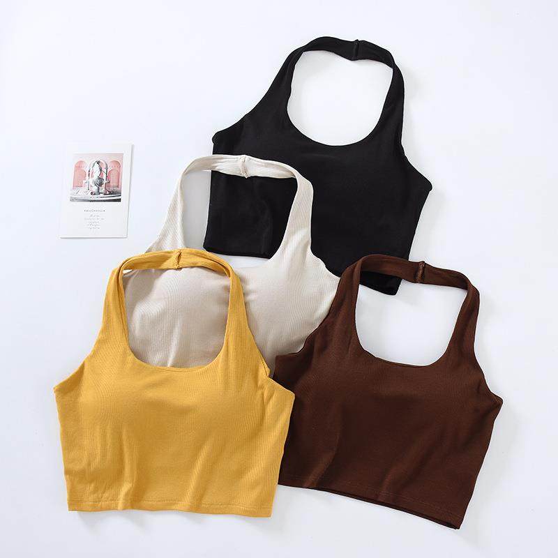 挂脖吊带露脐背心带胸垫美背高腰内搭内衣女夏季免穿文胸打底,女士内衣/男士内衣/家居服,抹胸,淘宝优惠券,粉丝福利购,淘宝优惠卷