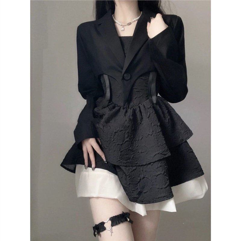 纯欲蝴蝶结吊带连衣裙女收腰蓬蓬裙小个子蛋糕短裙法式黑裙礼裙秋,女装/女士精品,大码连衣裙,淘宝优惠券,粉丝福利购,淘宝优惠卷