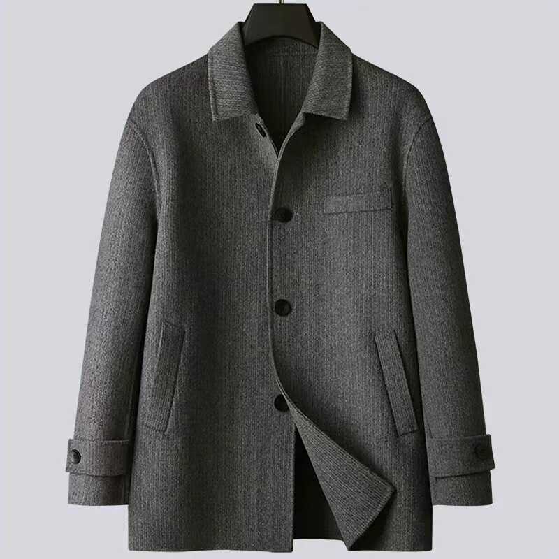 男士休闲百搭双面羊毛呢外套风衣