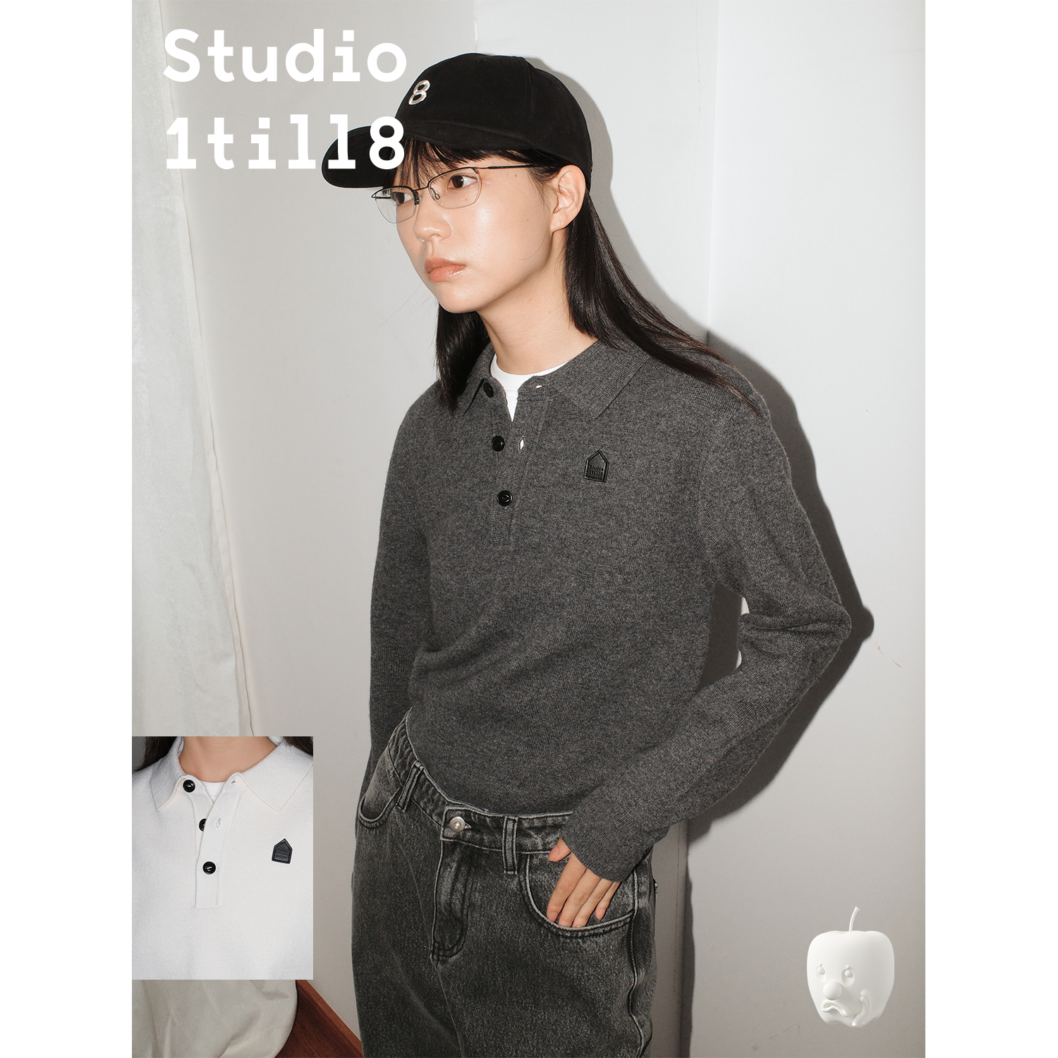 羊毛混纺房子皮标Polo针织衫