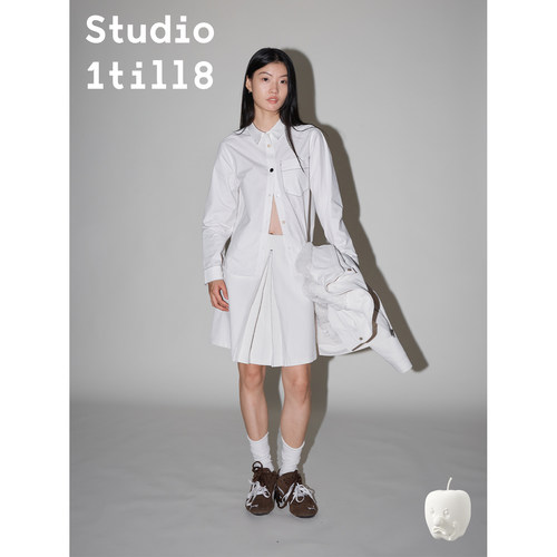 Studio1till8粗线基础白衬衫