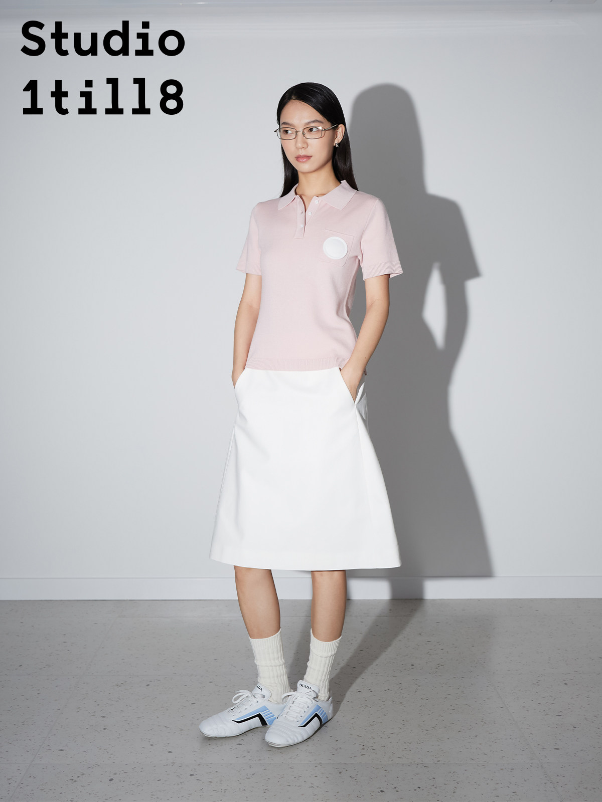 STUDIO1TILL8|LYOCELL FIBER ELEGANT SPORTS TENNIS GIRL BUTTON KNIT T-SHIRT POLO SHIRT