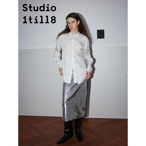 条纹衬衫铜氨丝中性衬衫