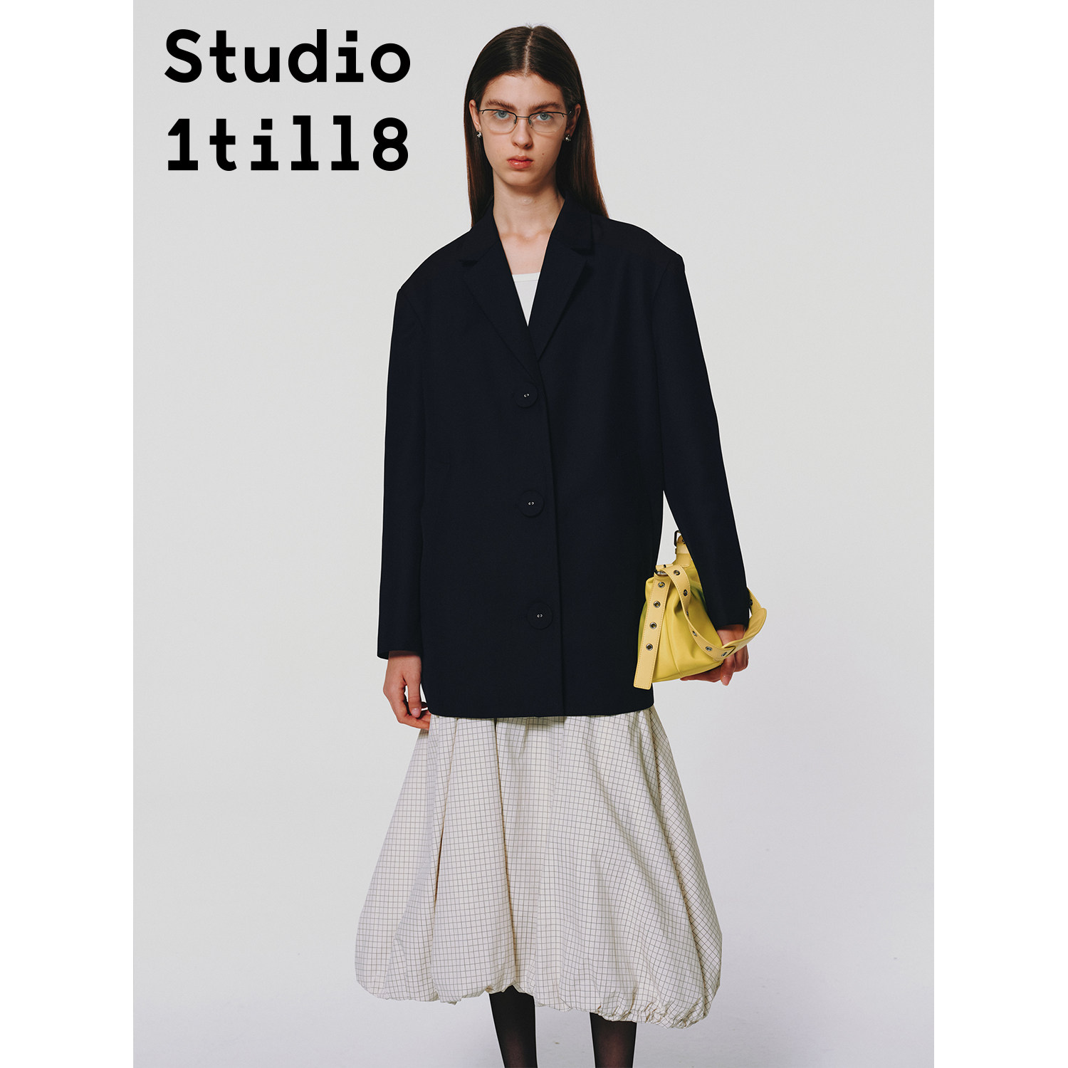 Studio1till8宽肩长款西装外套图片