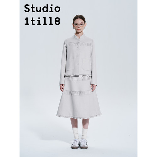 Studio1till8木耳边褶皱拼接套装