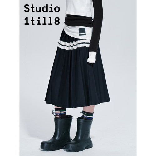 撞色织带半裙Studio1till8