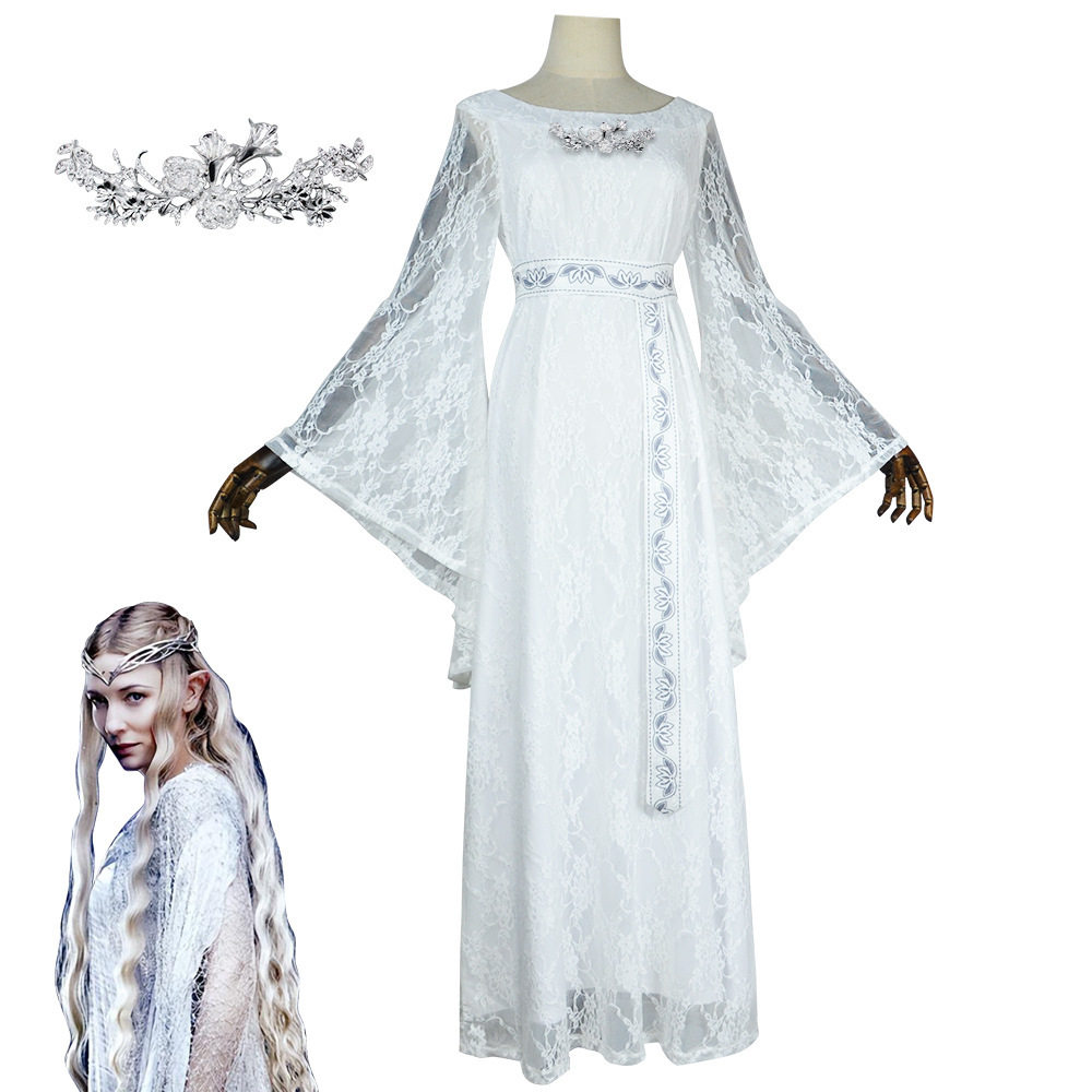 指环王cos服魔戒精灵女王凯兰崔尔cosplay服装万圣节派对连衣裙