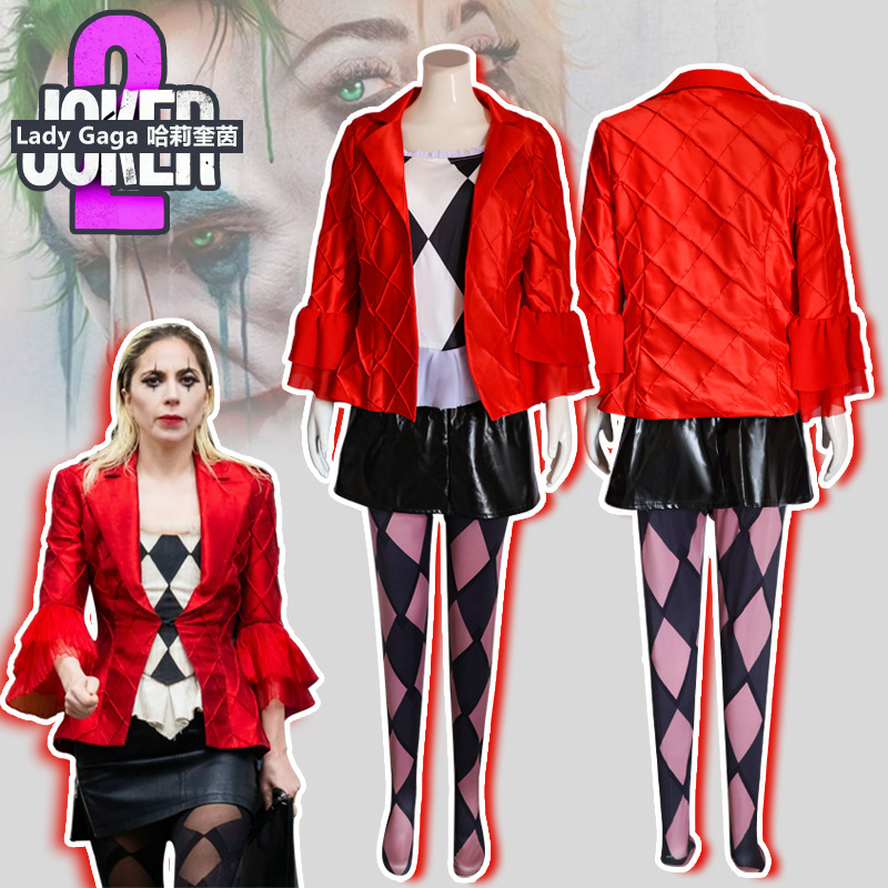 电影小丑2双重妄想 cosplay小丑女 哈莉奎茵红色套装cos服