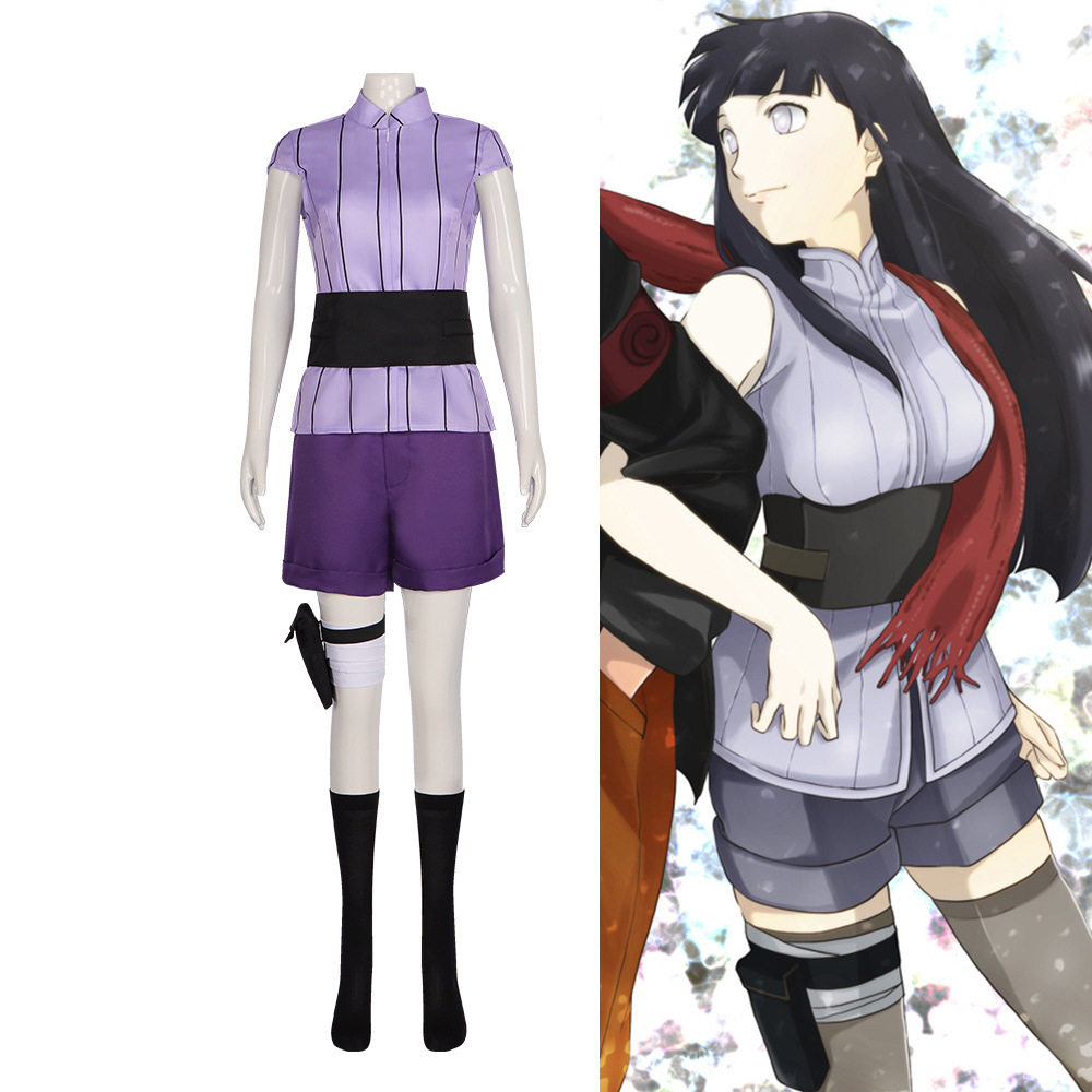 万圣节动漫忍者cos服日向雏田cosplay角色扮演表演服紫色短袖短裤