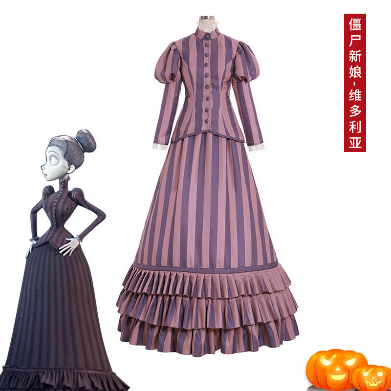 万圣节跨境新款 僵尸新娘维多利亚·艾弗格拉cos服宫廷礼服连衣裙