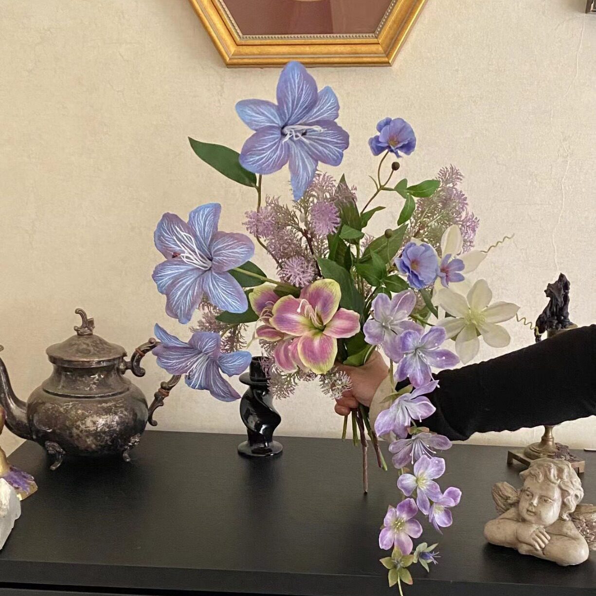 莫奈花园紫色仿真花网红