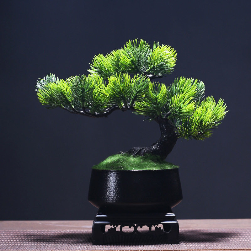 仿真绿植迎客松盆景摆件