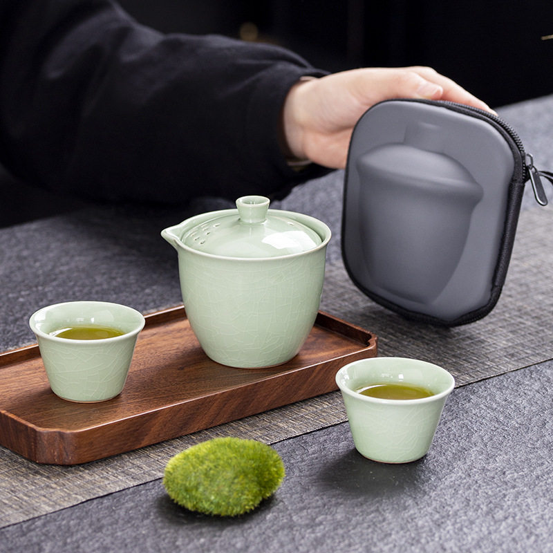 汝窑旅行茶具套装便携简