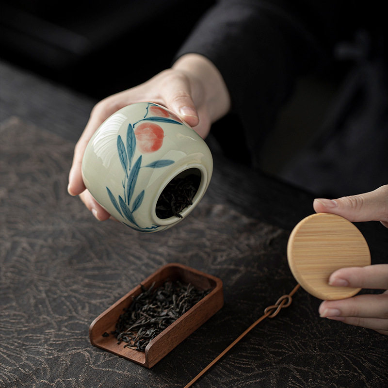 手绘茶叶罐草木灰陶瓷密