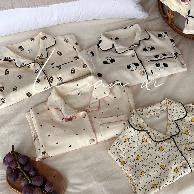 82318儿童秋冬家居服 韩版印花可爱秋衣秋裤 宝宝A类棉拉架睡衣套