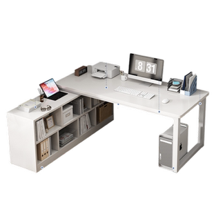 转角书桌学生家用写字桌拐角办公桌简易书桌书架一体桌卧室电脑桌