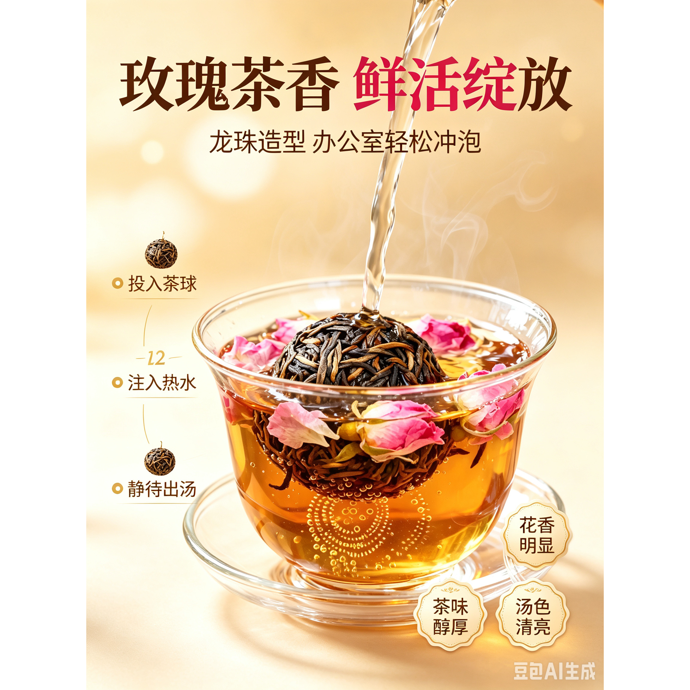 玫瑰龙珠红茶特级福建小种茶花香琥珀汤色罐装下午茶疏肝解郁浓香