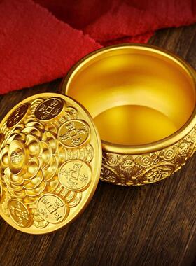 大小号金蟾铜聚宝盆摆件带盖子招财进宝客厅店铺装饰开业乔迁礼品