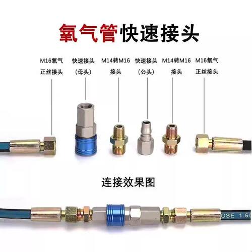 氧气乙炔管快速接头割枪气表快速接头带自锁割据气割快速公母插头