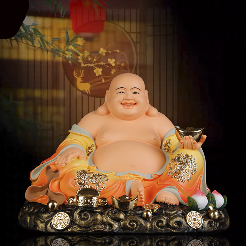 树脂彩绘弥勒佛笑佛布袋和尚佛像供奉摆件招财保平安家居饰品新品