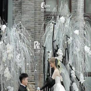 塑料条仿真花垂柳假花韩版白钓绿芽婚礼插花AL-1368柳装饰婚庆花