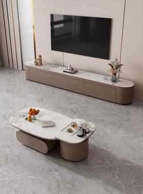 奶油风夫岩茶板户几244家用小型现代简约多功能泡茶组合茶几功带