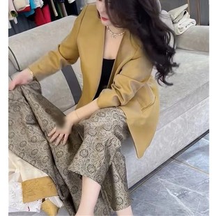 时尚 外套印花阔腿裤 高级感洋气西装 2496大爱美依缘2025春夏新款