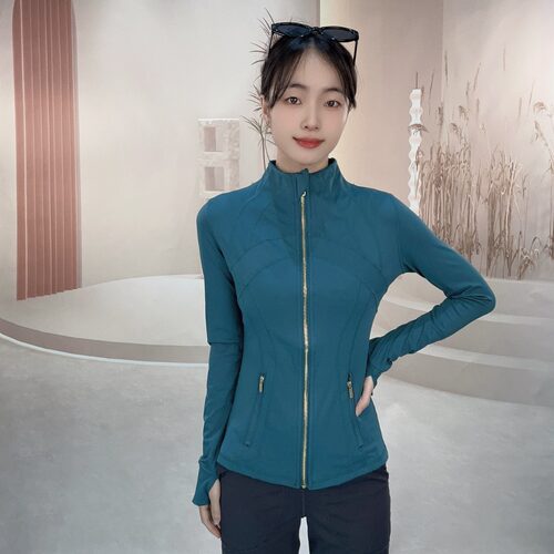 SLEEK CITY瑜伽外套女紧身印花夹克上衣拉链立领瑜伽服速干健身衣