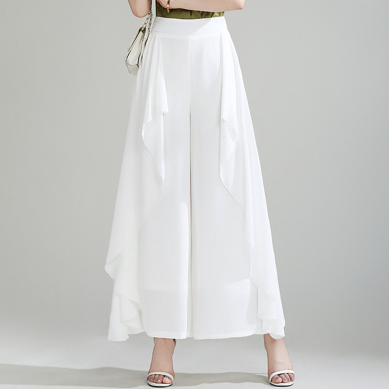 雪纺阔腿裤女夏薄款2026新款不规则宽松流行时尚妈妈裤子宽松