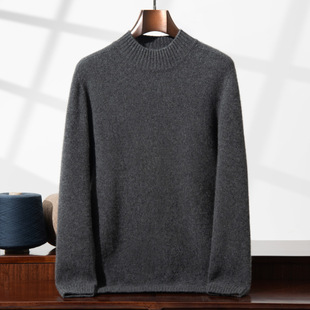 双股加厚男半高领纯色山羊绒衫秋冬新款男式羊绒高领加厚打底毛衣