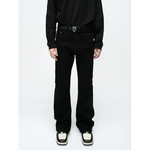 MTLCLOTHES男装|四季欧美vibe风简约黑色修身弹力微喇牛仔裤