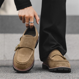 2025秋季新款英伦风百搭孟克鞋正装鞋休闲平底潮流马丁靴搭扣男鞋