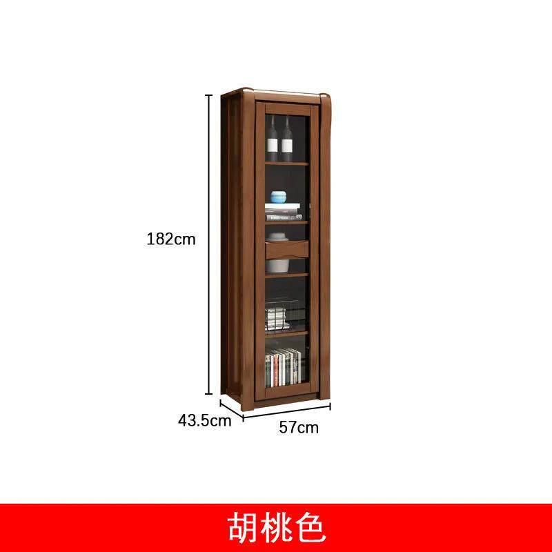 实木酒柜 现代中式高酒柜客厅橡木餐边柜厨房碗碟柜 单门多层酒架