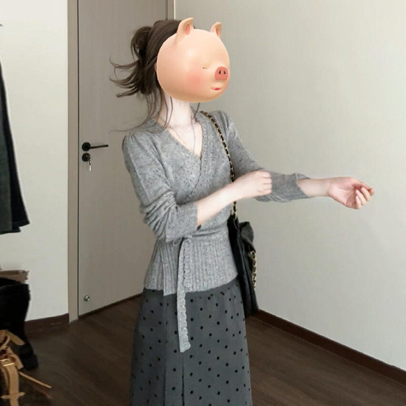 2026新款法式气质温柔风小个子长袖针织连衣裙子女早春季套装长裙