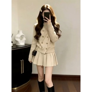 富家千金风毛衣连衣裙子女秋冬2026新款巨好看穿搭一整套短裙套装