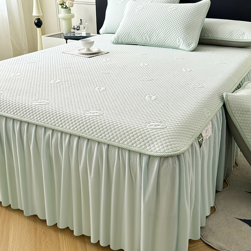 夏天冰豆豆凉席床裙单件夏季冰丝凉席空调席软席床罩三件套可机洗,床上用品,床裙,淘宝优惠券,粉丝福利购,淘宝优惠卷