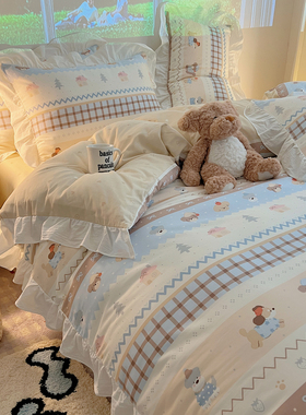 2026春夏新款韩系花边款卡通40支13070全棉四件套（第