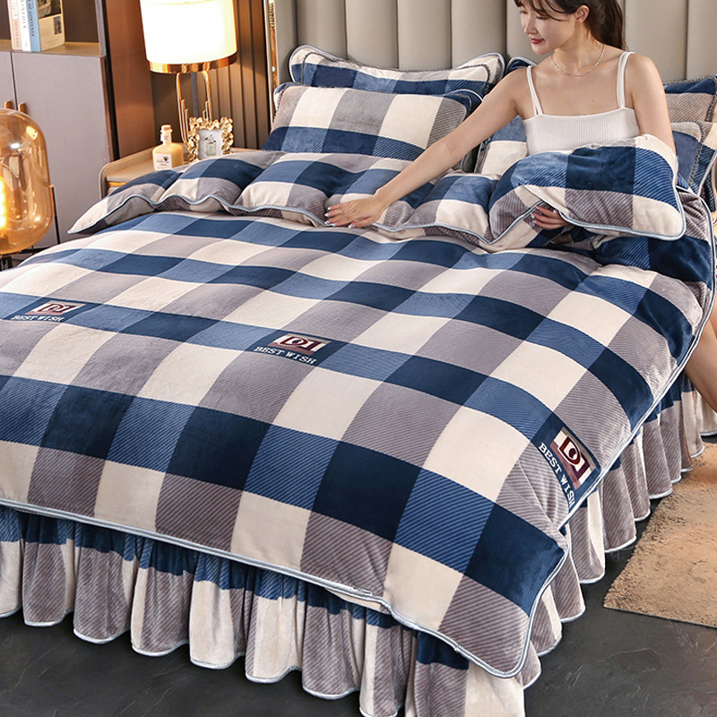 冬季双面牛奶绒床上四件套