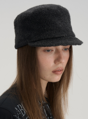 JOJOKUR 小众气质进口阿尔帕卡羊毛黑灰毛绒增高颅顶骑士帽马术帽