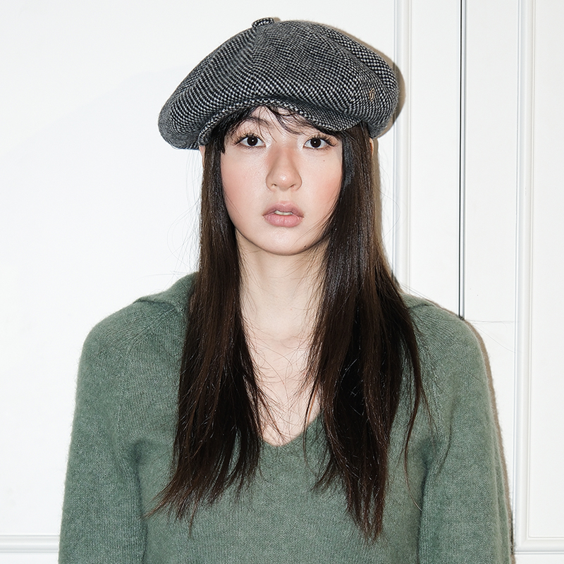 JOJOKUR 英伦复古老钱风气质防静电针织羊毛提花八角报童帽情侣