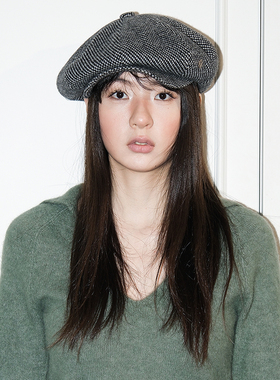 JOJOKUR 英伦复古老钱风气质防静电针织羊毛提花八角报童帽情侣