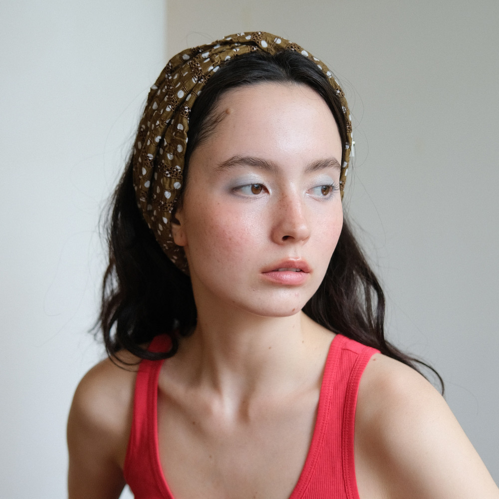 JOJOKUR 限量发带_波谱红普蓝波点蜜茶色一巾多用装饰头巾帽女夏