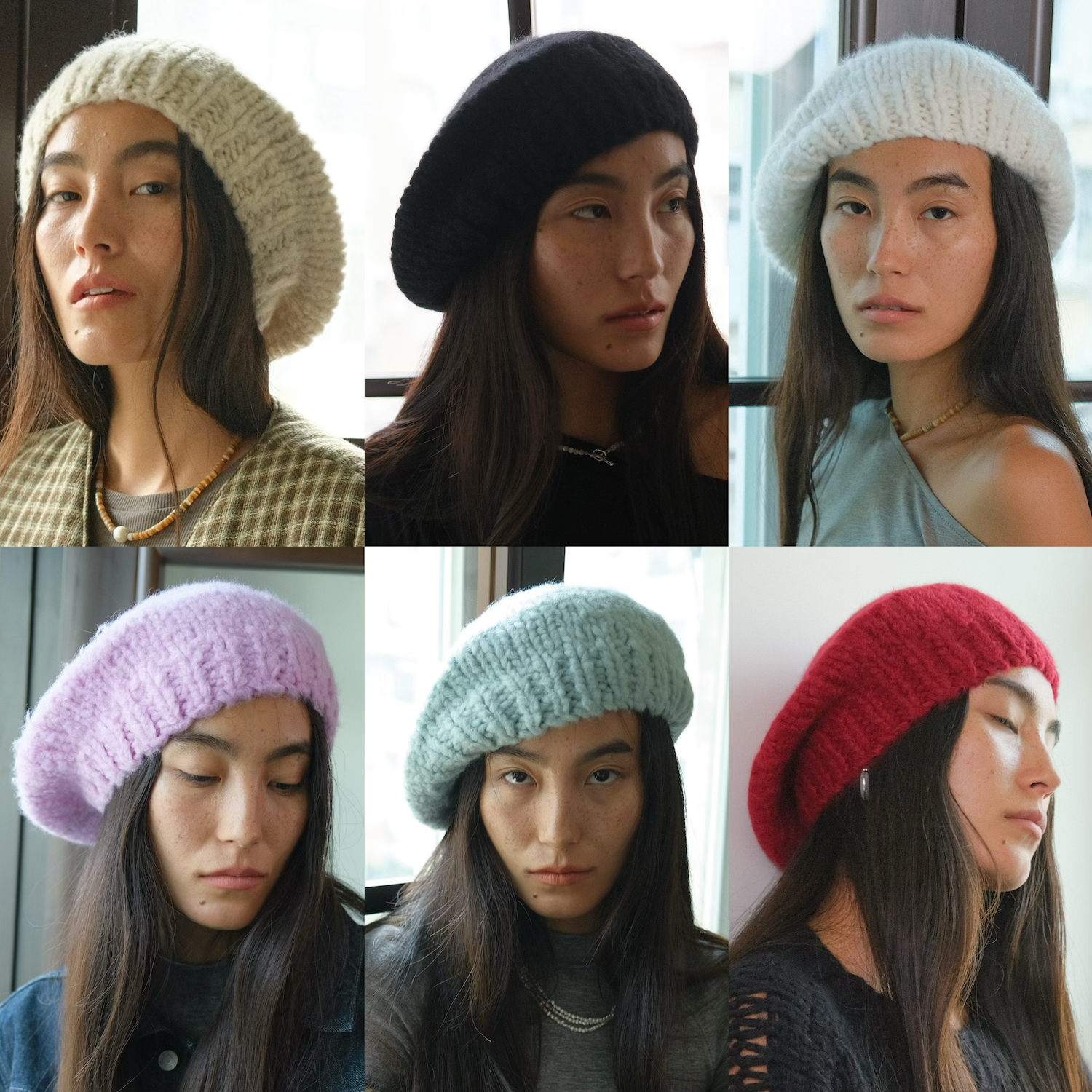 JOJOKUR 法式慵懒康赛妮真丝羊绒手工粗棒针织毛线帽贝雷帽多色